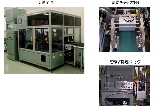 装置全体 計器チャック部分 密閉式除塵ボックス