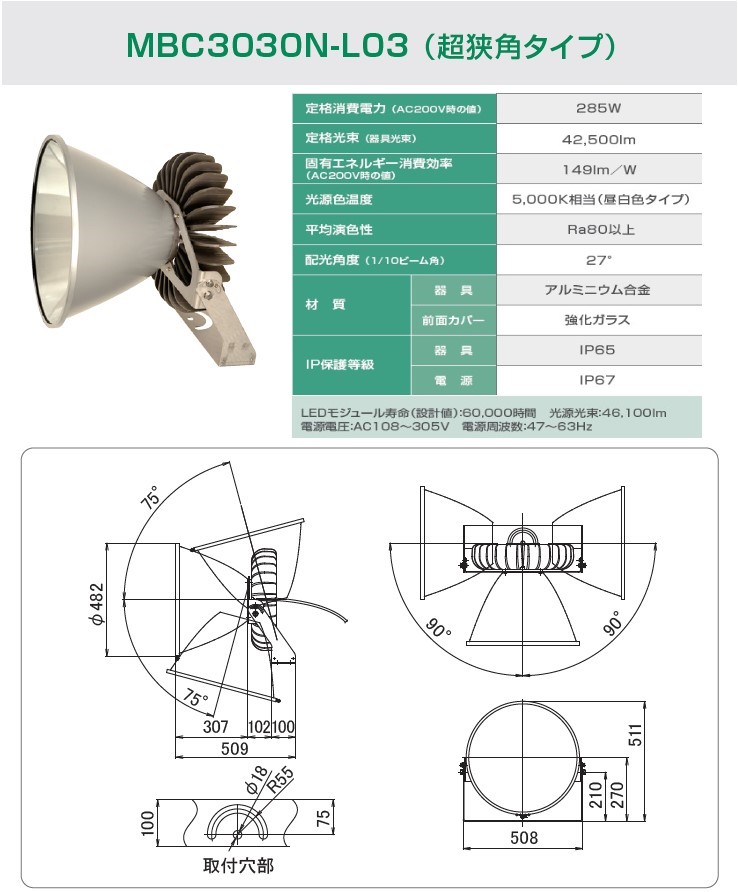 人気ブランドの 宣真工業 下水管ミラー 下水管用検査ミラー取付用LEDライト シャフト取付タイプ 暗い下水管の検査に ＬＥＤライト 